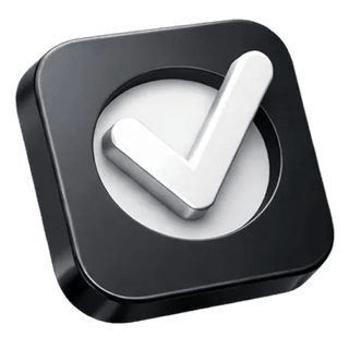 3D checkmark icon displayed on the Frank Tenurholdage about page